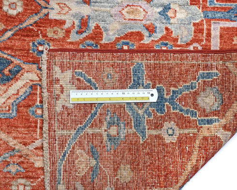 12 Ft Rust Aryana Afghan Hand Knotted Veg Dye Wool Runner Rug